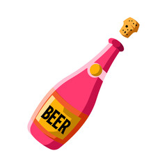 Pink Beer Bottle Pop: Celebration Graphic Design Illustration