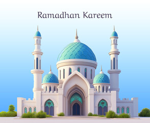 Obraz premium Eid Mubarak and Ramadan Kareem greetings social media poster