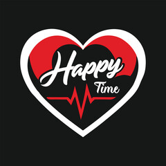 t shirt design with the text happy time.