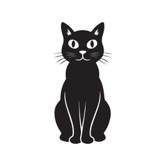 Cat outline vector art black color.