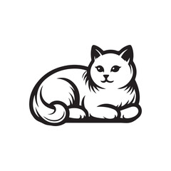 Cat outline vector art black color.