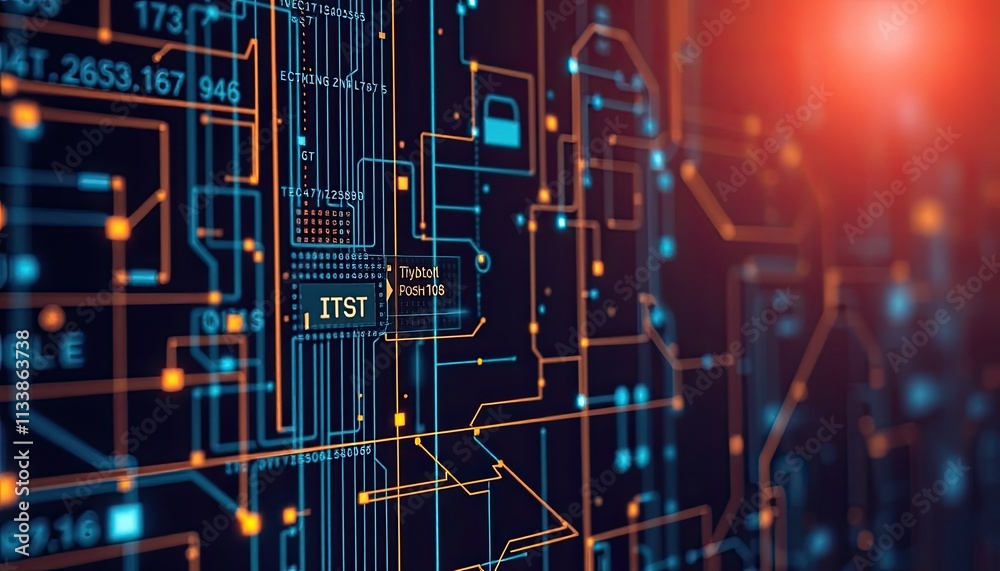 Poster abstract digital circuitry with data streams and itst code
