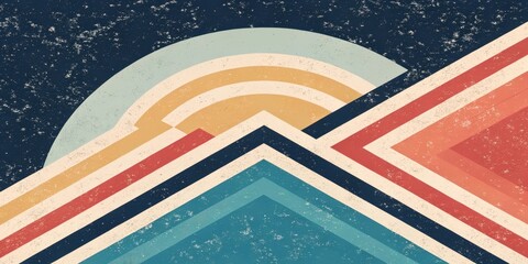 Retro Geometric Abstract Design with Vintage Texture and Bold Color Palette