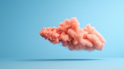 Dynamic pink smoke cloud on blue background abstract art digital illustration creative environment minimalist viewpoint