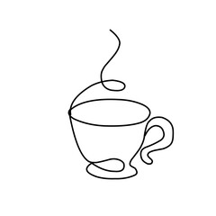 Coffee cup continuous line art