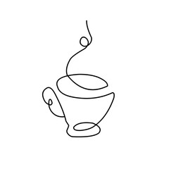 Coffee cup continuous line art