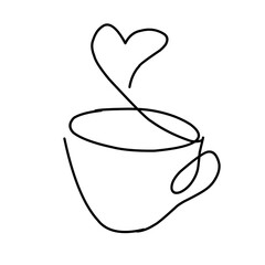 Coffee cup continuous line art