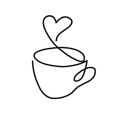 Coffee cup continuous line art