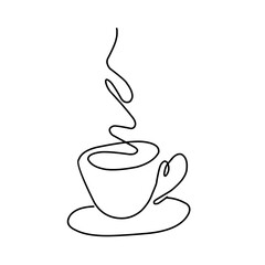 Coffee cup continuous line art