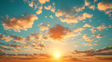 Fototapeta premium A vibrant sunset with colorful clouds illuminating the sky.