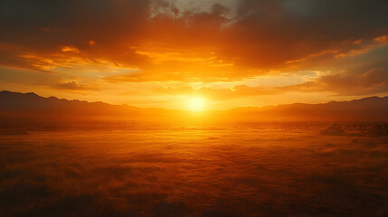 Fototapeta premium A breathtaking sunset over a vast landscape, highlighting nature's beauty and tranquility.