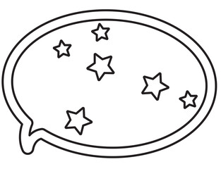 Text bubble outline with star pattern for kid colouring book, art, painting, name tag, cartoon, chat, comic, text, message, dialogue, sticker, decoration, patch, colouring activity, speech, print	

