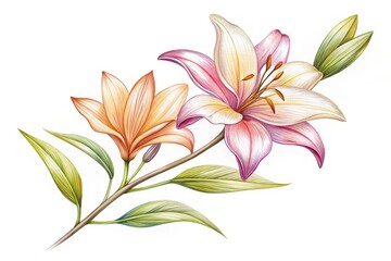 Simple lily branch line art: a refined floral design for greetings, weddings, and body art.