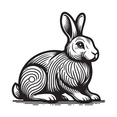 rabbit outline vector art black color.