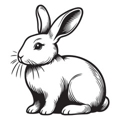 rabbit outline vector art black color.