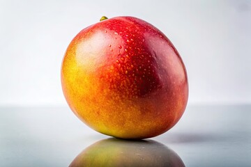 Surreal mango floats on white, a vibrant, artistic food photo.