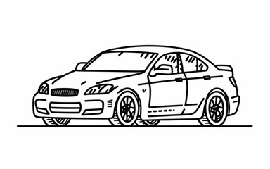 Fototapeta premium American muscle car outline black on white background vector