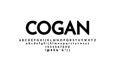 Modern heavy bold font. Uppercase, lowercase, number and sign. Poster design, typography, vector, illustration. Editable vector.
