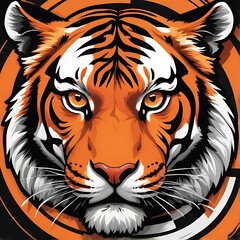 Fototapeta premium Majestic Tiger Face Close Up Detailed Artwork