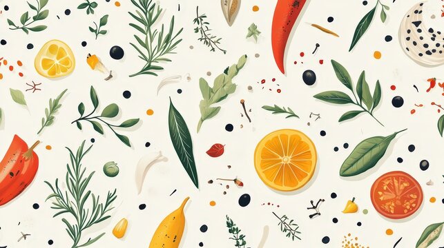 Vibrant Culinary Herbs Spices And Citrus Slices