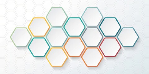 Abstract Hexagon Pattern Background with Colorful Accents and Empty Spaces for Text or Data