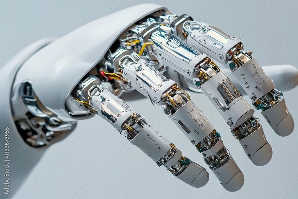Poster Close-up of a robotic gripper handling small, intricate parts with precision.