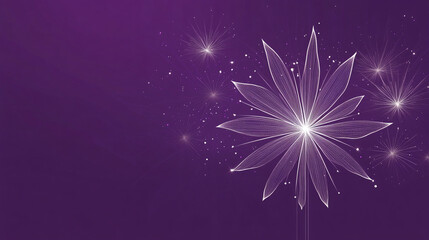 purple background with stars and lotus flower