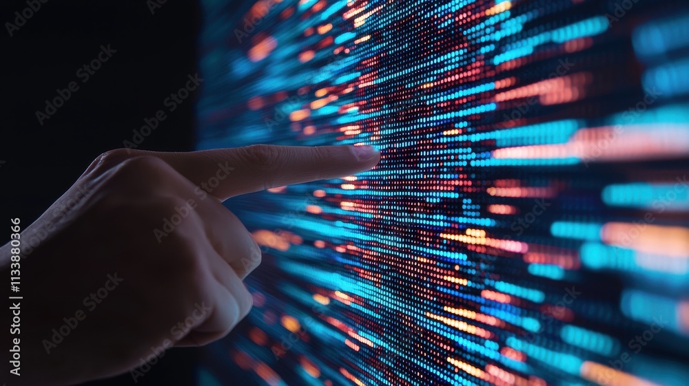 Poster interactive data visualization with touch interaction technology lab digital artwork high-tech envir