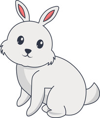Rabbit Illustration in Cute Cartoon Design. Isolated Vector Character