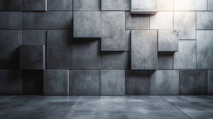 Abstract metallic tile pattern in grayscale