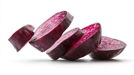 Sliced purple vegetables isolated on a white background