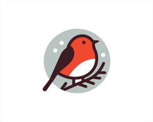 Robin Bird Logo Design Icon Vector Illustration.