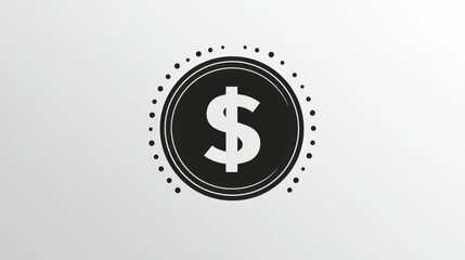 Obraz premium Minimalistic black dollar symbol in a circular design on a white background