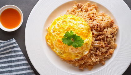 Salted eggs fried rice,stir fry egg with cooked rice