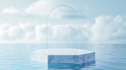 glass product booth and water at the lake