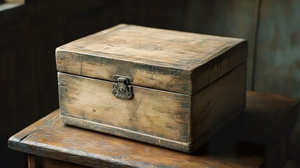 Obraz premium Vintage Wooden Box: Rustic Charm and Aged Texture