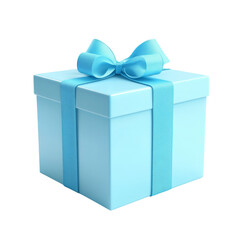 Blue Gift Box with Matching Ribbon on transparent Background