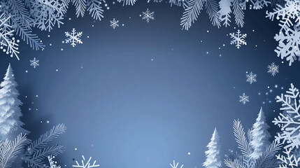 christmas background with christmas tree and snowflakes