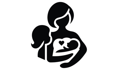 A mother and son silhouette vector