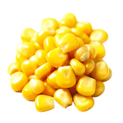 Fototapeta premium Fresh Yellow Corn Kernels in Pile on Transparent Background 