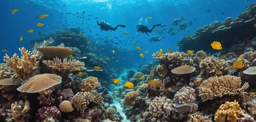 Underwater Scene - Tropical Seabed With Reef And Sunshine