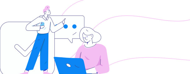 Communicate with consultants flat vector character concept operation hand drawn illustration
