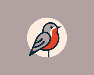 Robin Bird Logo Design Icon Vector Illustration.