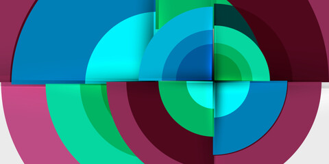 Obraz premium Techno circles and semi circles. Vector Illustration For Wallpaper, Banner, Background, Card, Book Illustration, landing page