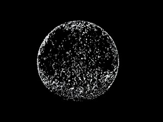 The black background in the image is a circle with white and black colors with white and black dots. The illustration looks like a moon with two colors, black and white, used as an illustration.