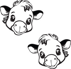  camel head silhouette vector icon set isolate white background 