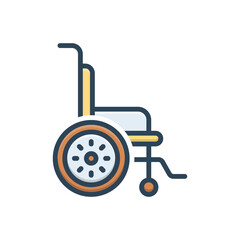 Color illustration icon for wheel chair