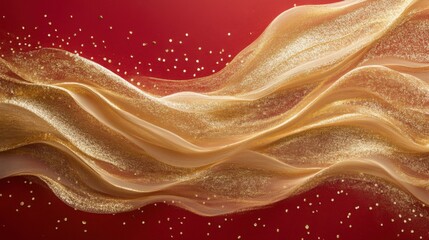 Soft golden lines on red background