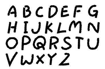 A set of capital letters of the alphabet written in crayon