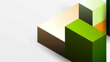 Fototapeta premium Sleek abstract design featuring isometric 3D blocks in a clean, modern composition. Perfect for tech-inspired themes, with vibrant colors and geometric precision